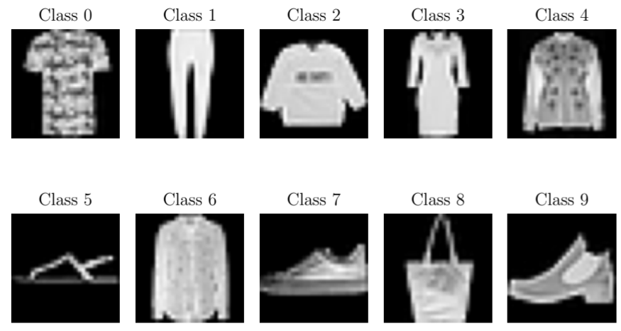 Examples of the different classes in the dataset